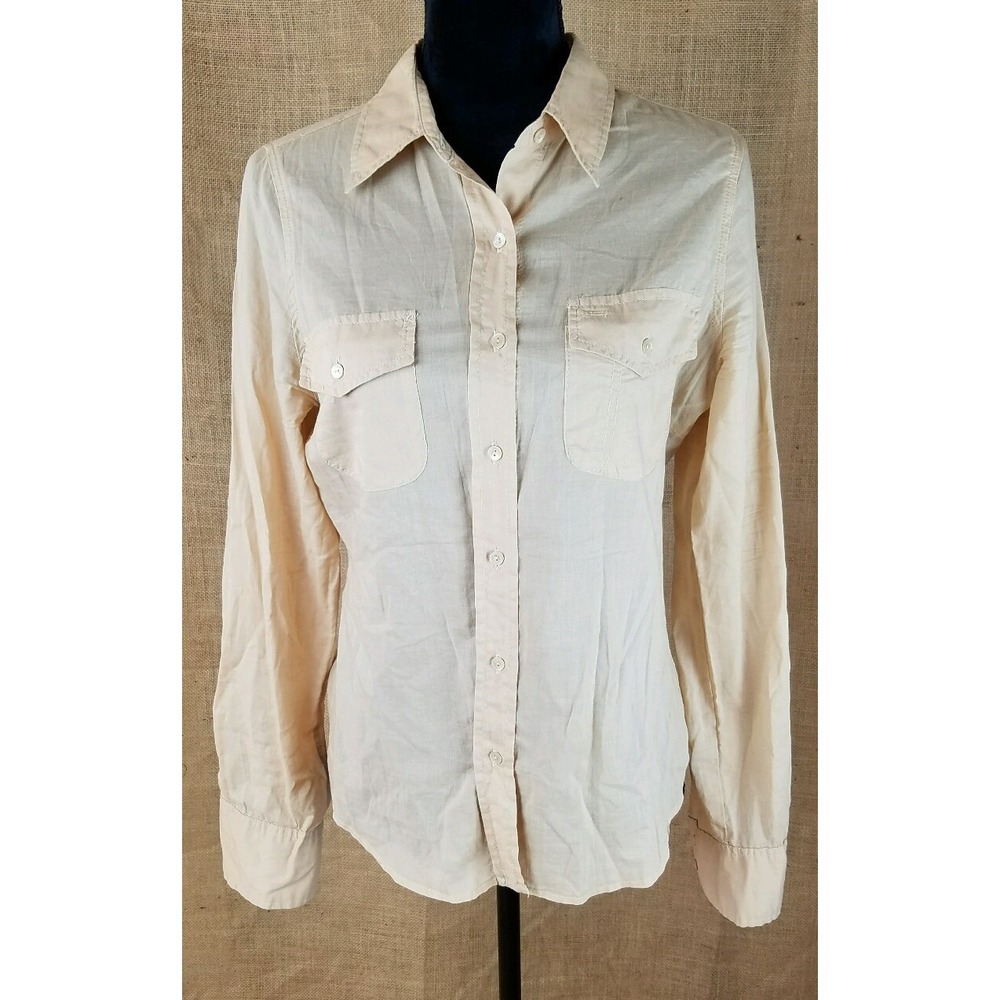 Vince women 10 blouse long sleeve button down top brown cotton minimalist career